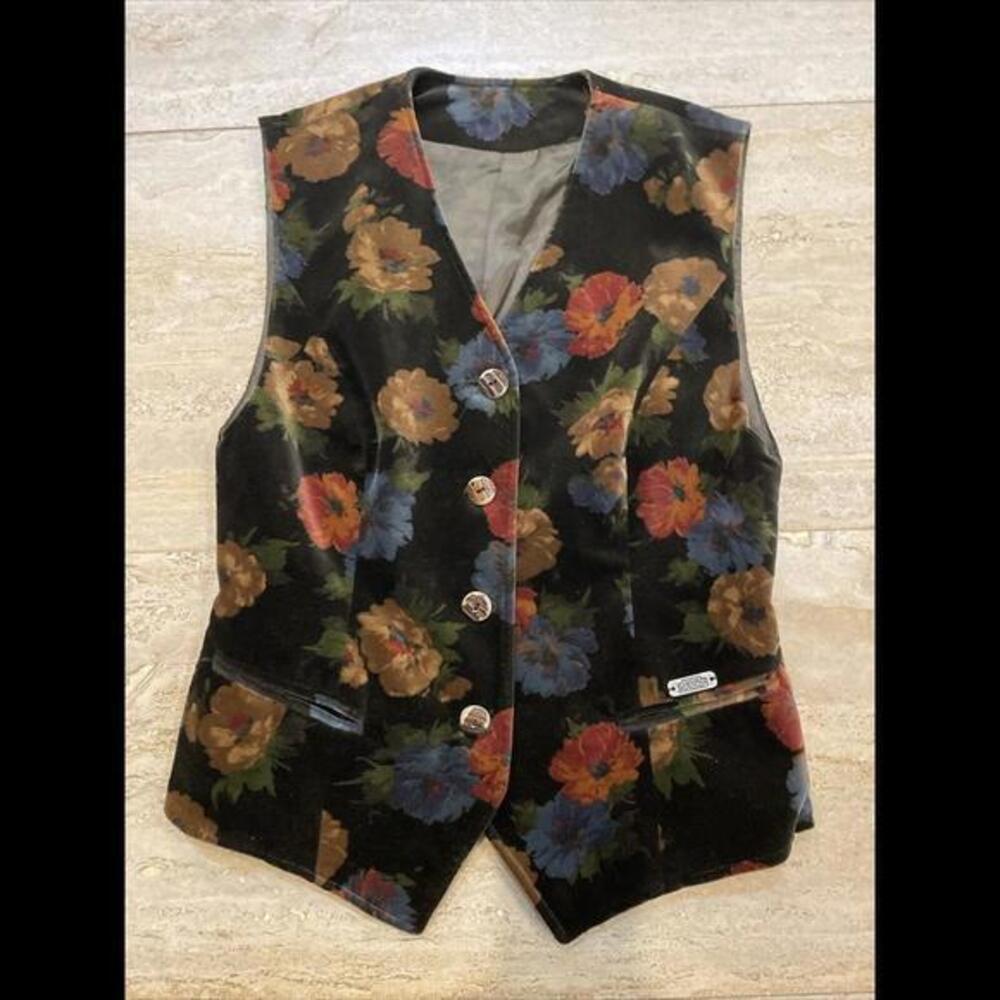 REHLI TRACHT OKTOBERFEST DIRNDL WOMEN'S SLEEVELESS Vest Floral Velvet Size 36‎